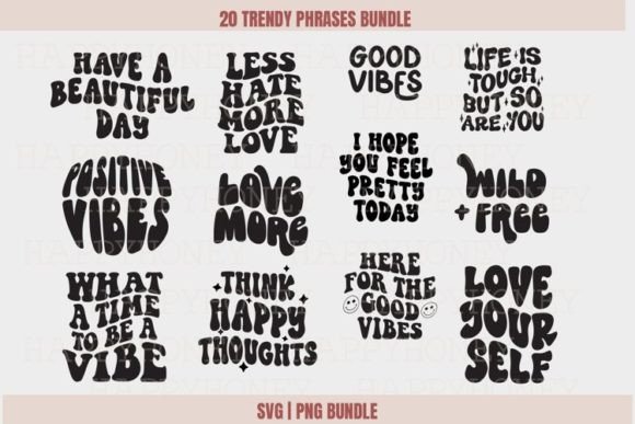 Download Positive Vibes Svg Bundle Trendy Phrase - Positive vibes svg Collection