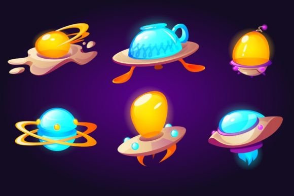 Download UFOs Alien Spaceships Scrambled Eggs Cup &amp; Plate - Ufos Collection